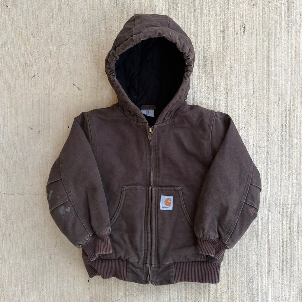 Carhartt YOUTH brown hooded work wear jacket